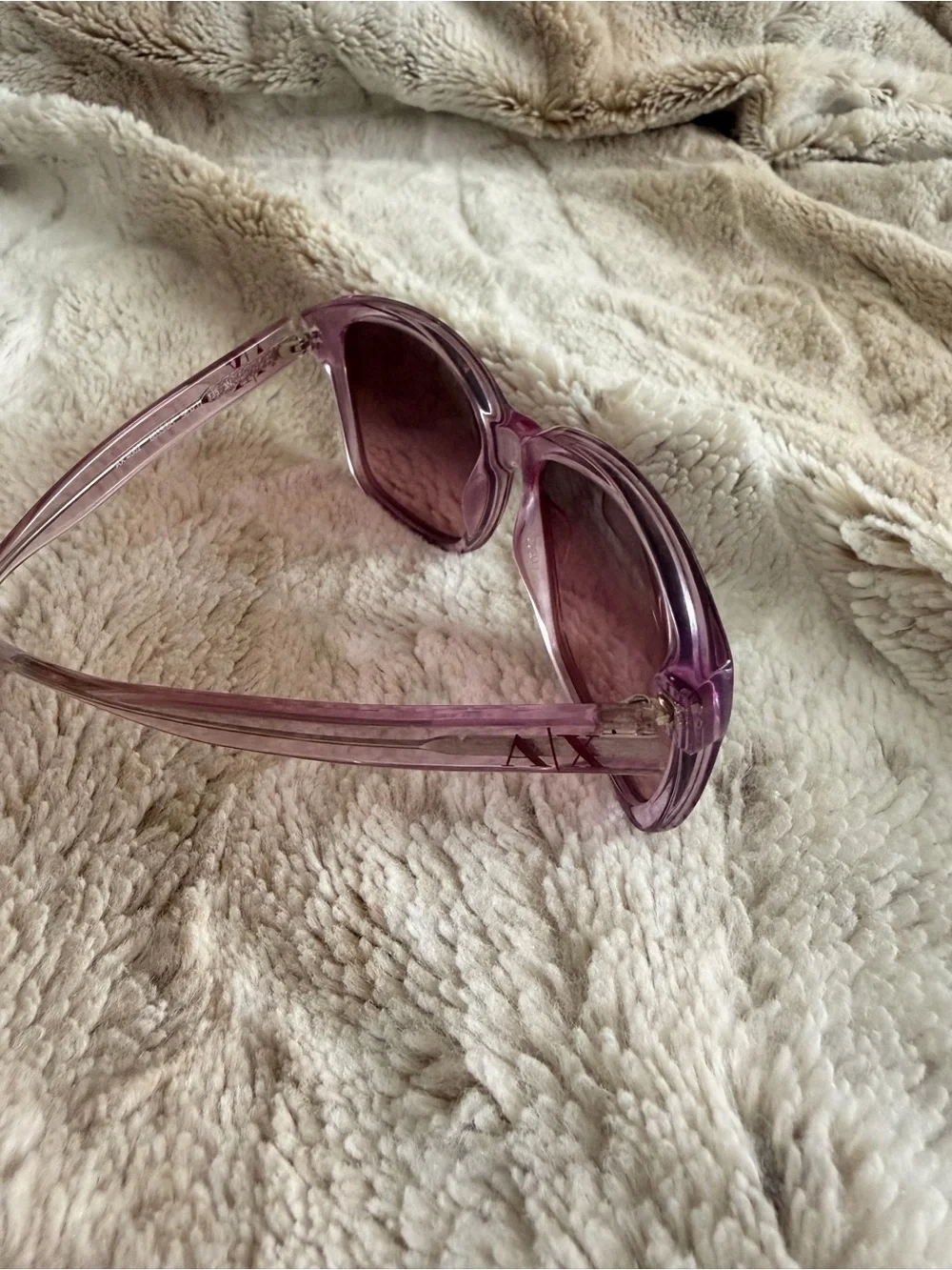 Armani Exchange Translucent Pink Oversized Square Sunglasses